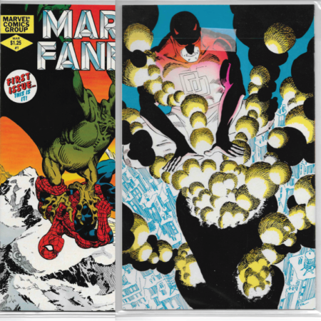 A group of comic books with the covers of marvel fanfare.