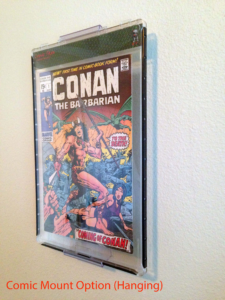 A comic book cover hanging on the wall.
