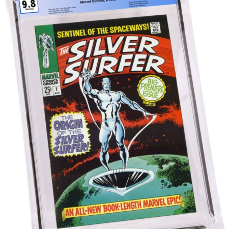 A comic book cover with the silver surfer on it.